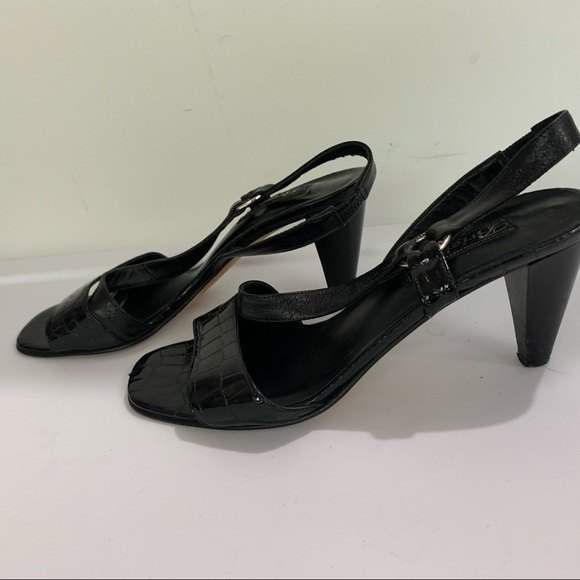 BRIGHTON Rhodes Black Strappy Square Toe Kitten Heels - Picture 3 of 6